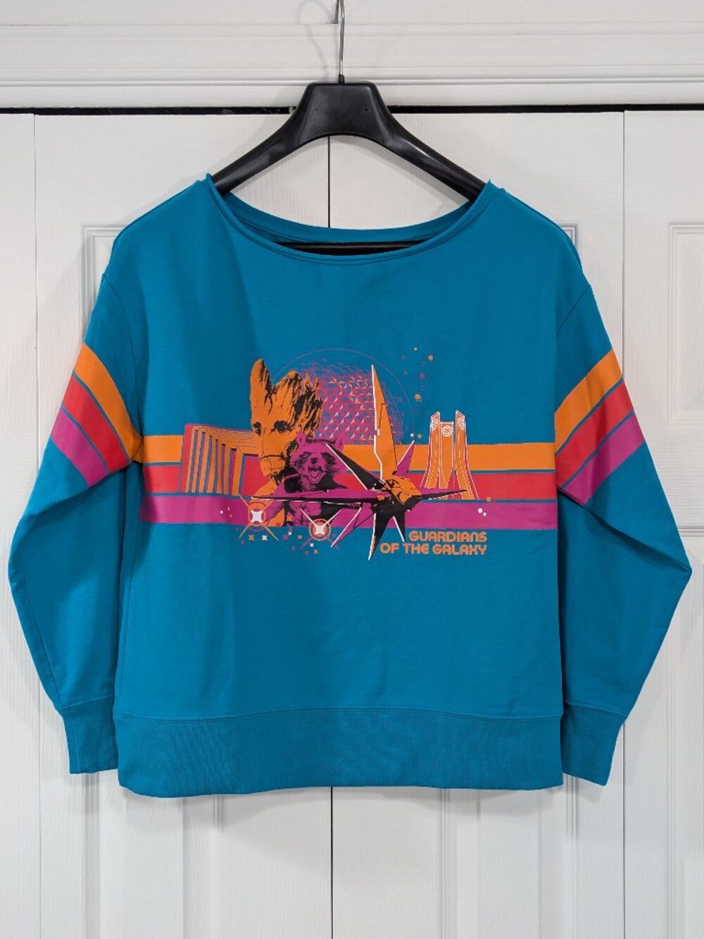 Disney Parks Guardians of the Galaxy Cosmic Rewind Boatneck Blue Sweatshirt